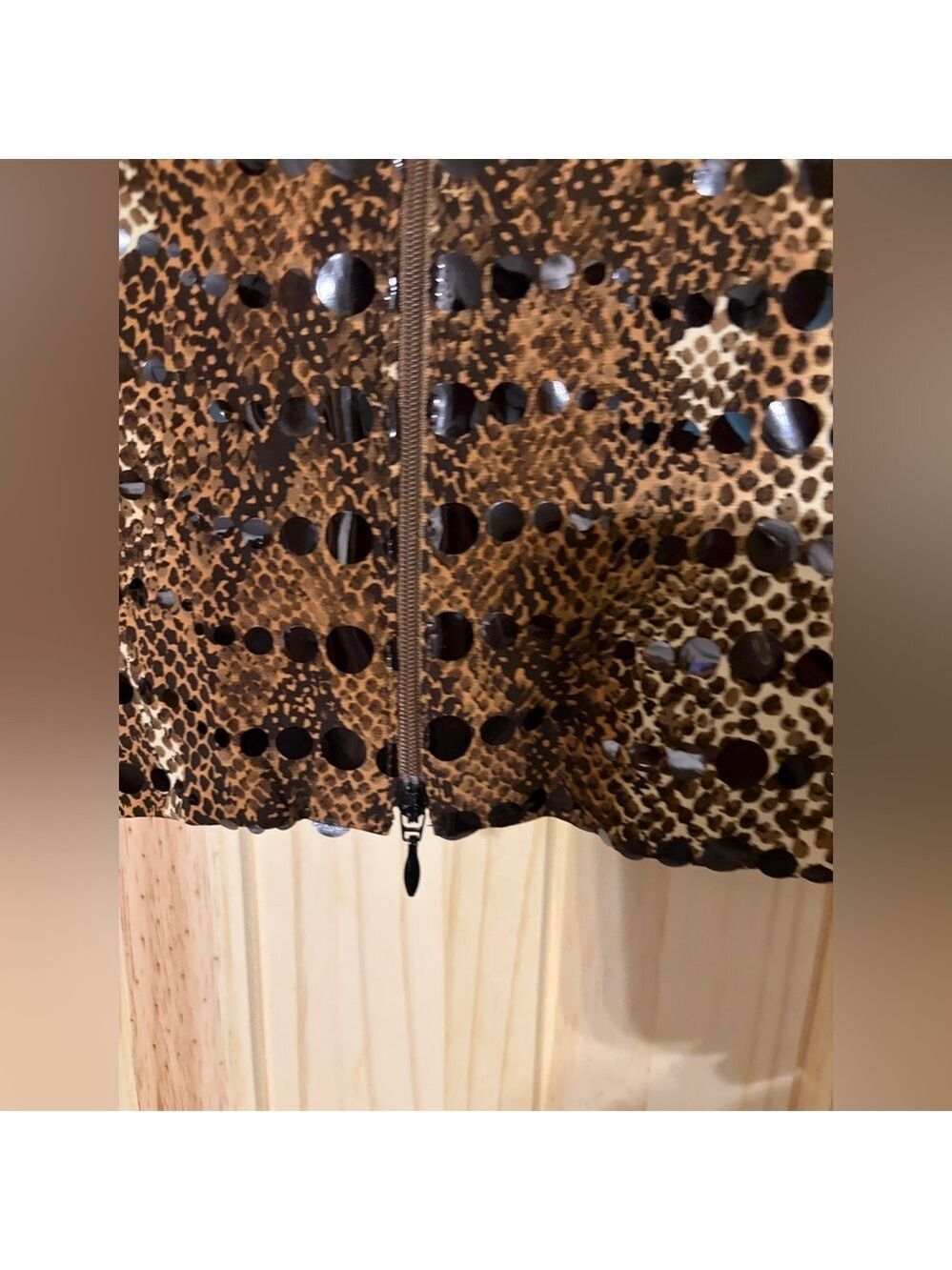 Joseph Ribkoff Leopard Print Mobwife Sequin Cardigan Jacket Top 14 Career Office - Picture 4 of 5